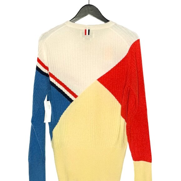 Thom Browne Multicolour Yellow Red Blue Ribbed Cashmere Sweater - Picture 5 of 10